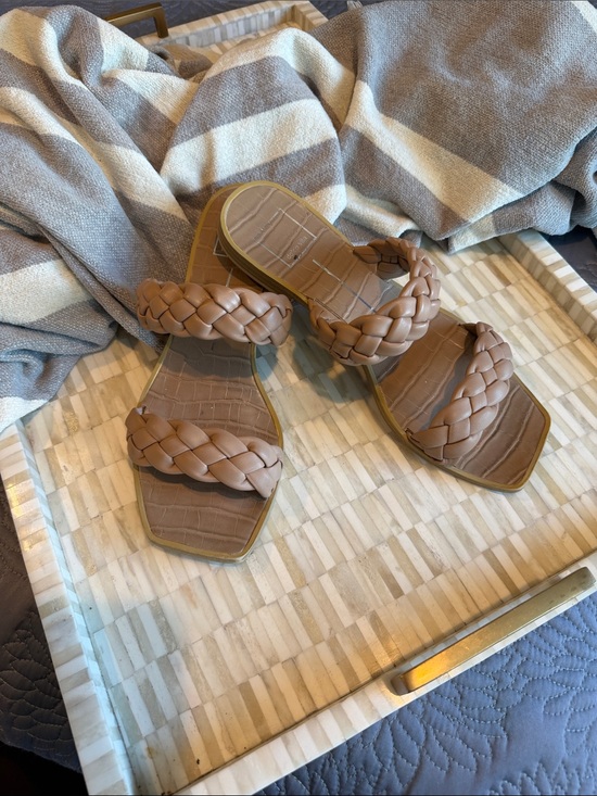 Dolce Vita Shoes - Dolce Vita Braided Double-Strap Slide Sandals in Tan (LS)
